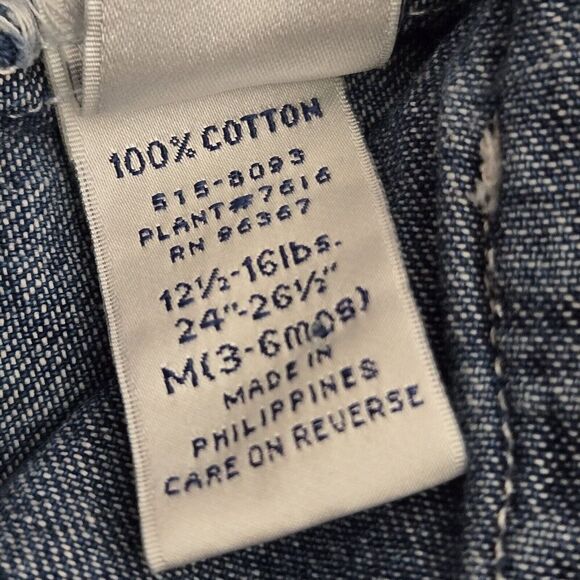 VTG Oshkosh B'Gosh Baby Denim Dress With Embroidered Flowers Butterfly - N4 - Picture 5 of 8